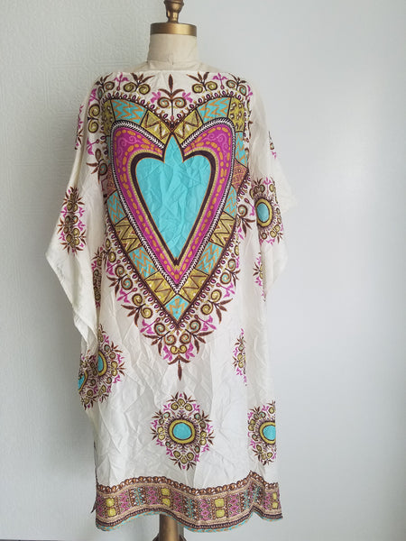 caftan dress bateau neck silk panel print resort wear one of a kind