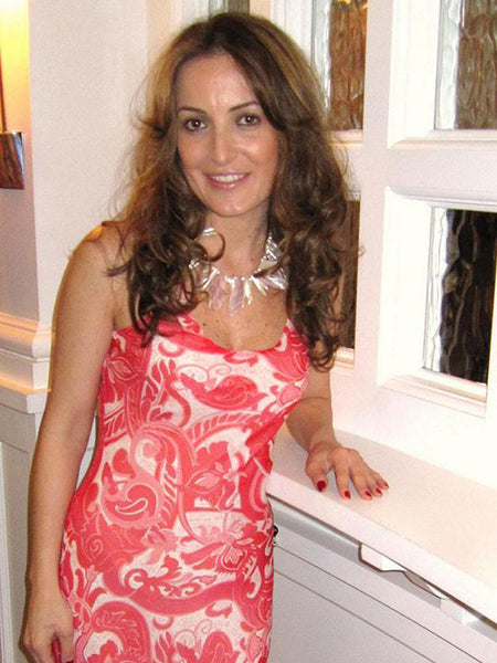 Mermaid Dress in red swirl silk chiffon print