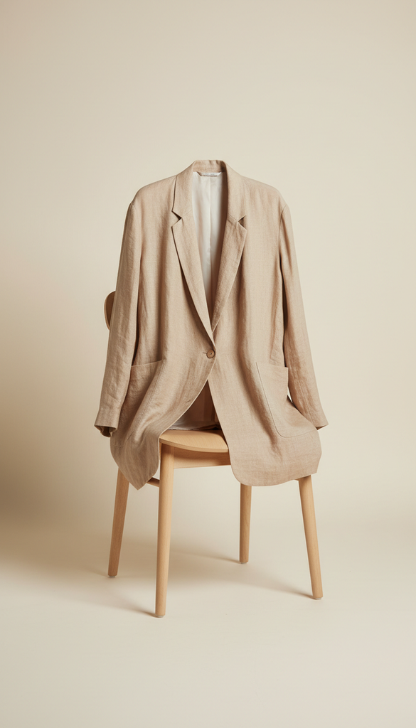 Sandstone Beige Unstructured Silk-Cotton Blazer