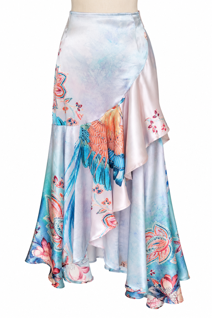 Longwrap Silk Charmeuse Skirt - Tropical Turquoise