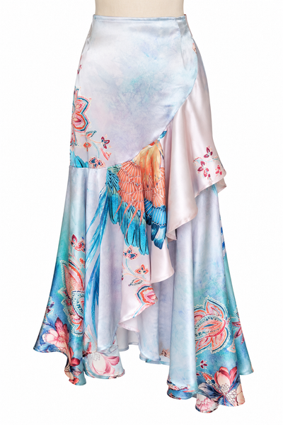 Longwrap Silk Charmeuse Skirt - Tropical Turquoise