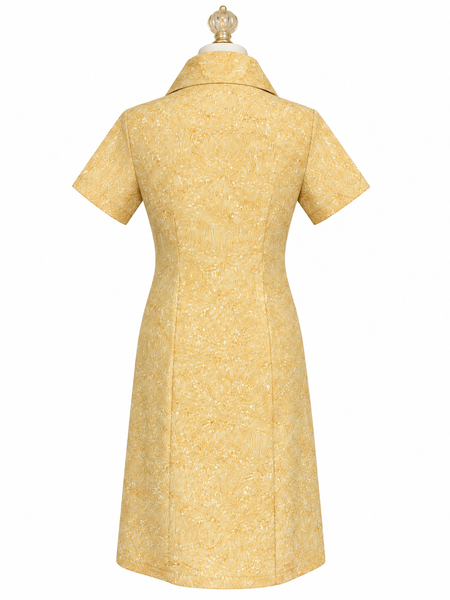 Short Sleeve Cotton Shirt Dress - Honey