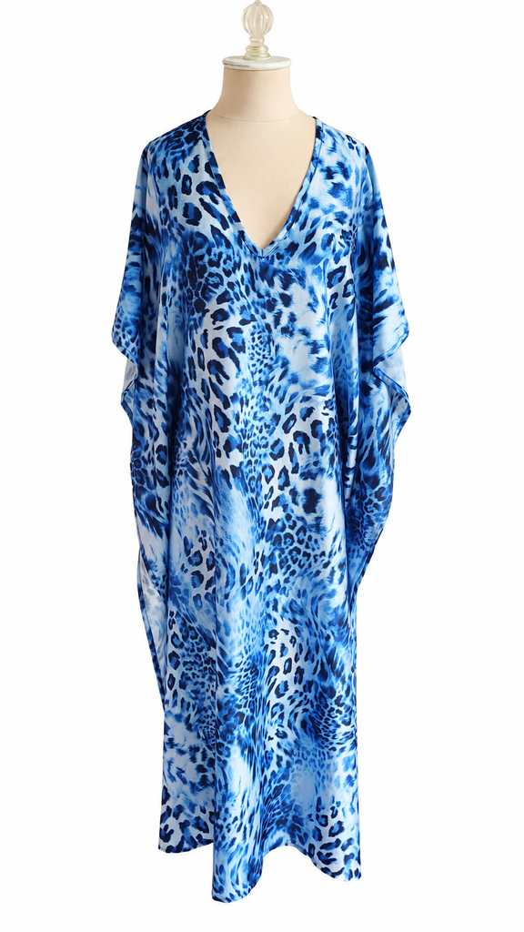 Caftan Silk Blend - Blue Leopard