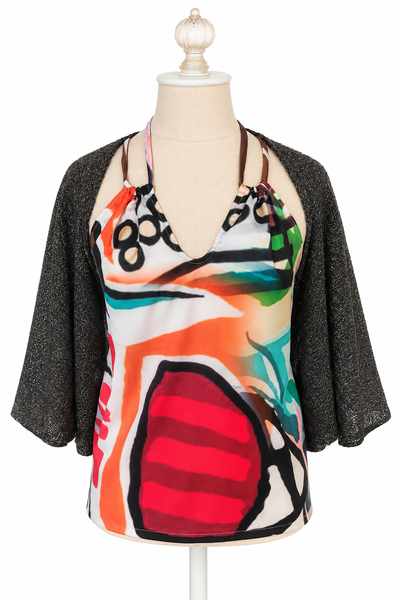 Keyhole Rayon Blend Top - Bold Colorful Art
