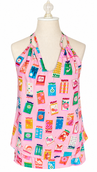 Keyhole Cotton Top - Pink Vintage