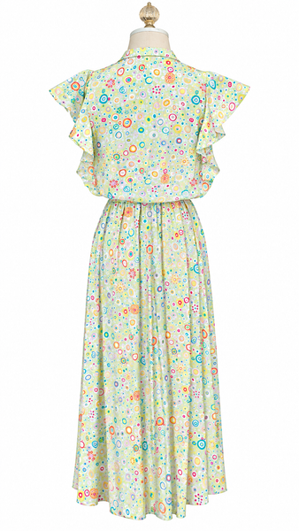 Short Sleeve Cotton Long Wrap Dress - Mint Gobstopper