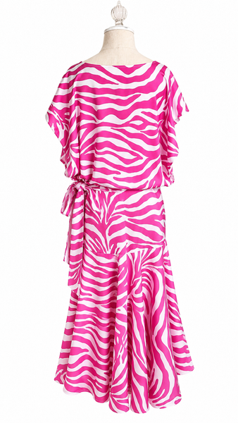Long Wrap Rayon Blend Skirt - Fuchsia Animal Print