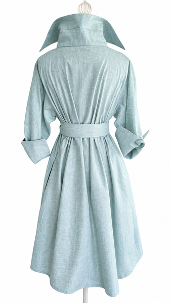 Audrey Midi Linen Dress - Green Blue
