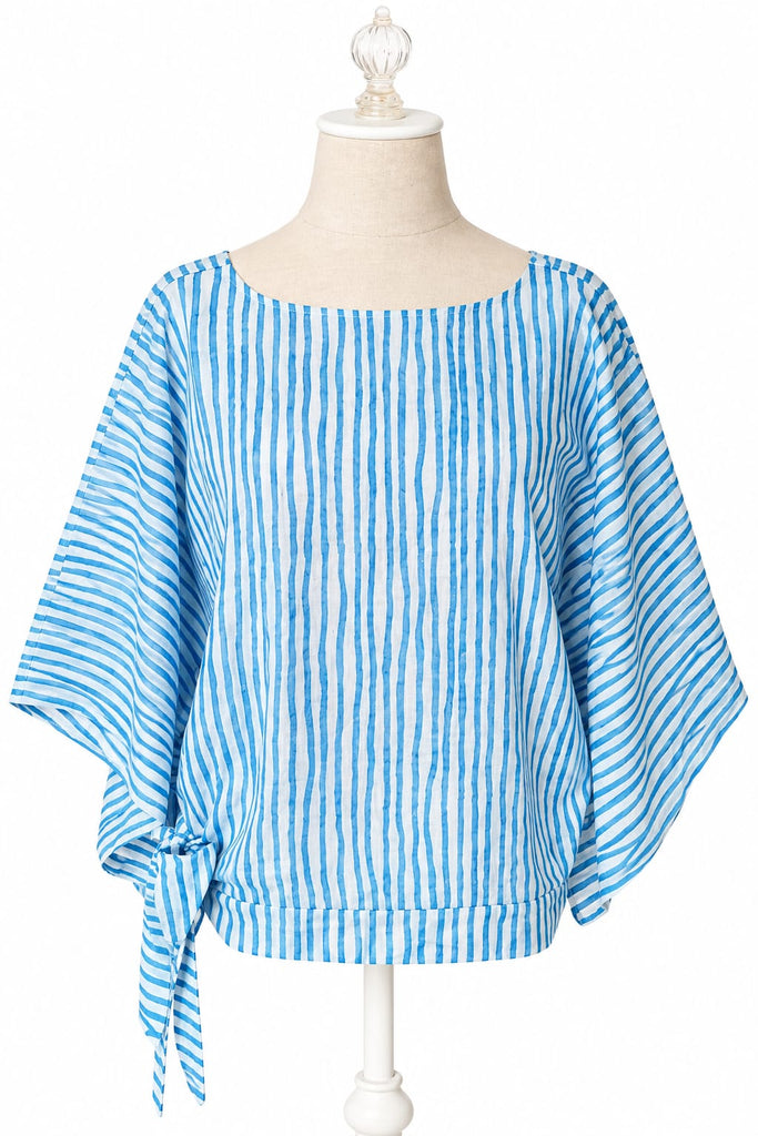 Bohemian Cotton Top - Turquoise Stripe