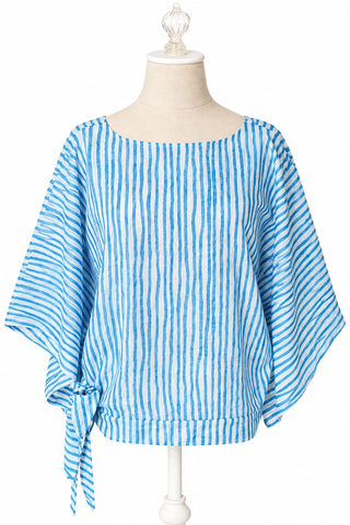 Bohemian Cotton Top - Turquoise Stripe