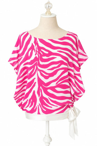 Bohemian Rayon Blend Top - Fuschia Animal Print