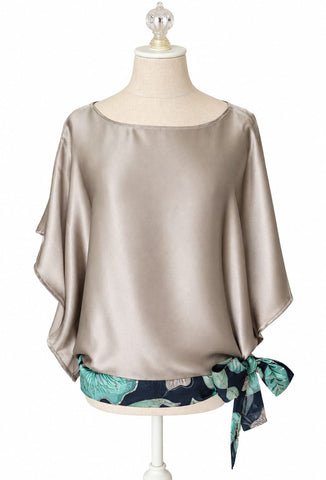 Bohemian Silk Charmeuse Top - Oyster Grey