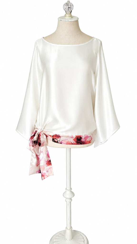 Bohemian Silk Charmeuse Top - White