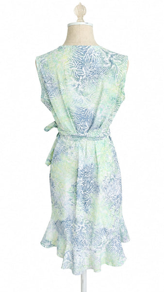 Sleeveless Wrap Dress - Green Blue Multi