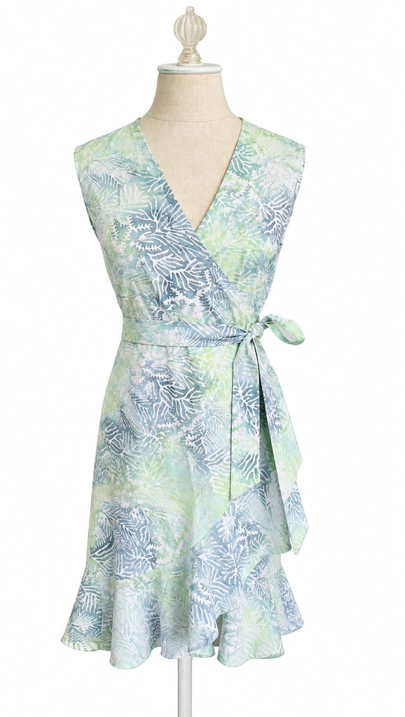 Sleeveless Wrap Dress - Green Blue Multi