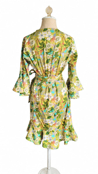 Wrap Dress - Lime Green Floral