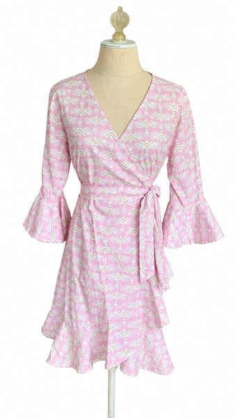 Wrap Dress- Pink and White