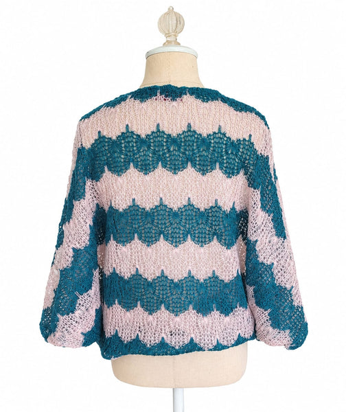 Butterfly Top Knit - Light Pink & Green