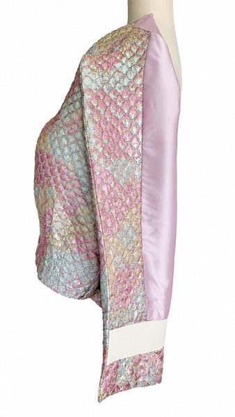 Mini Bomber Metallic Brocade - Pink & Gold & Silver