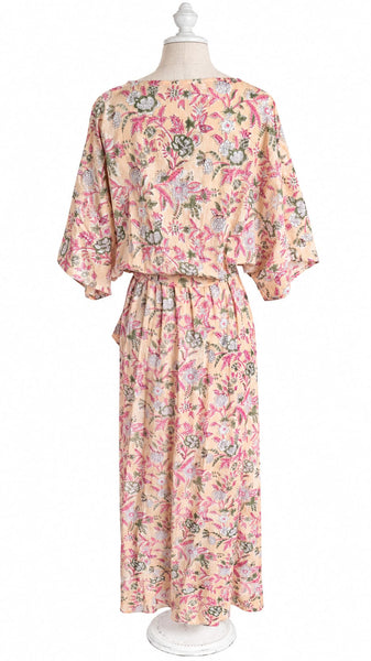 Goddess Dress Cotton - Apricot Floral