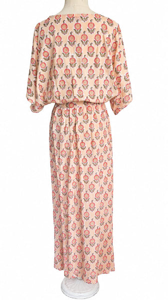 Goddess Dress Cotton Flowers - Peach