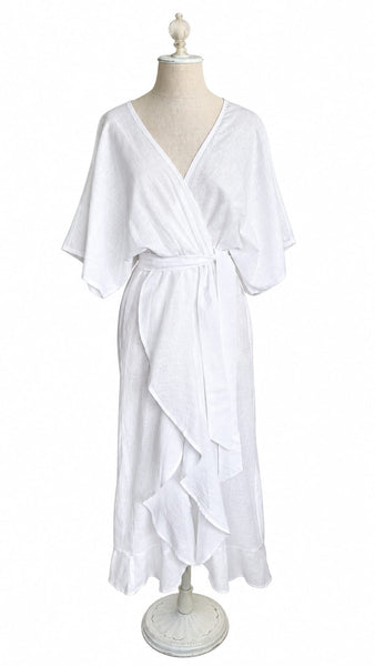 Goddess Dress Linen - White