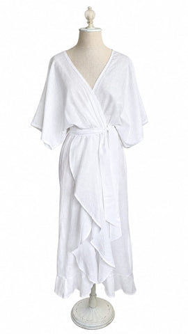 Goddess Dress Linen - White