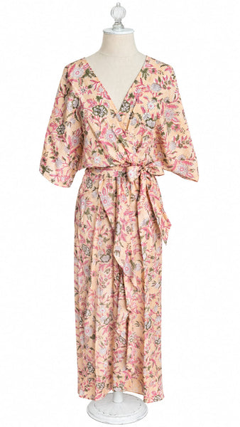 Goddess Dress Cotton - Apricot Floral