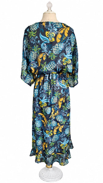 Goddess Dress Silk Chiffon - Navy Multi
