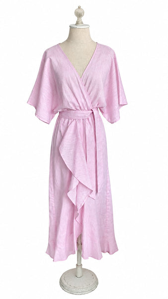Goddess Dress Linen - Soft Pink