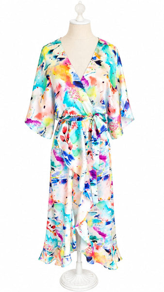 Goddess Dress Silk Charmeuse - Multi Color