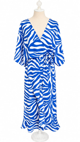 Goddess Dress Rayon Blend- Blue Animal Print