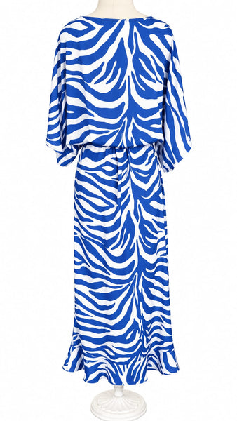 Goddess Dress Rayon Blend- Blue Animal Print