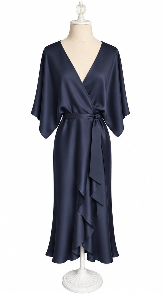 Goddess Dress Silk Charmeuse - Midnight Blue