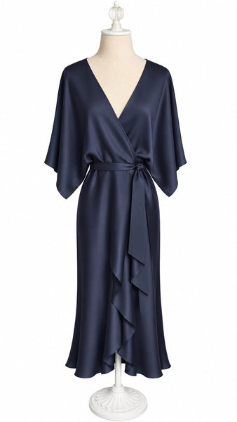 Goddess Dress Silk Charmeuse - Midnight Blue