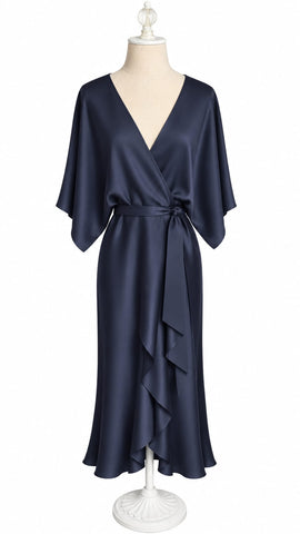 Goddess Dress Silk Charmeuse - Midnight Blue