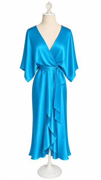 Goddess Dress Silk Charmeuse - Turquoise