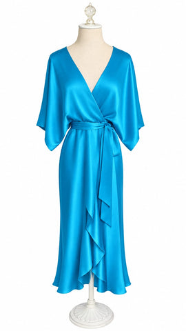 Goddess Dress Silk Charmeuse - Turquoise