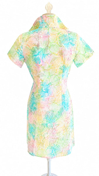Short Sleeve Cotton Shirt Dress - Pastels