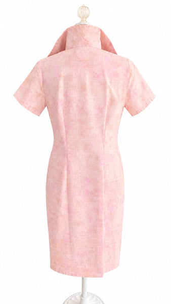 Short Sleeve Cotton Shirt Dress - Coral
