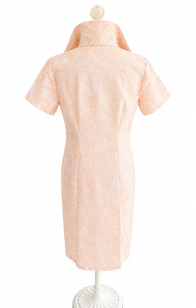 Short Sleeve Cotton Shirt Dress - Apricot