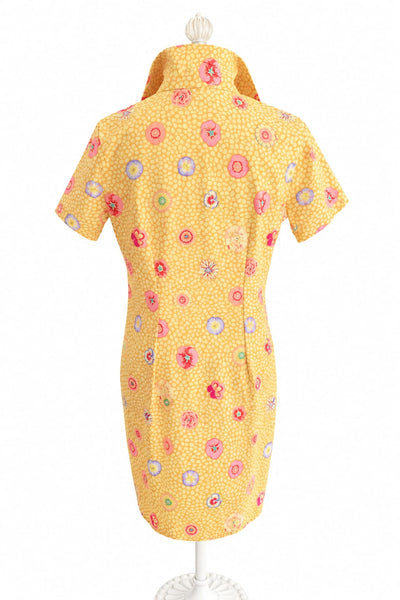 Short Sleeve Cotton Shirt Dress - Yellow Marigold