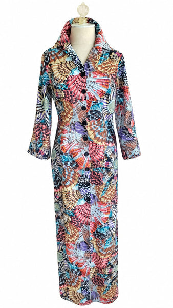 Long Sleeve Cotton Shirt Dress - Multi Color Shell