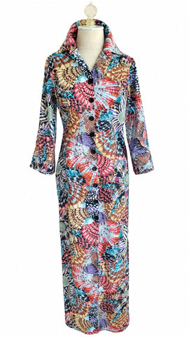 Long Sleeve Cotton Shirt Dress - Multi Color Shell