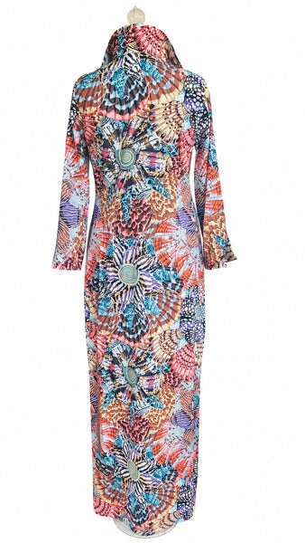 Long Sleeve Cotton Shirt Dress - Multi Color Shell