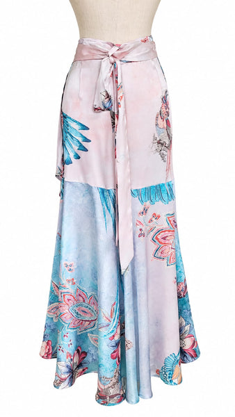 Longwrap Silk Charmeuse Skirt - Tropical Turquoise