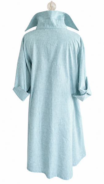 Audrey Midi Linen Dress - Green Blue