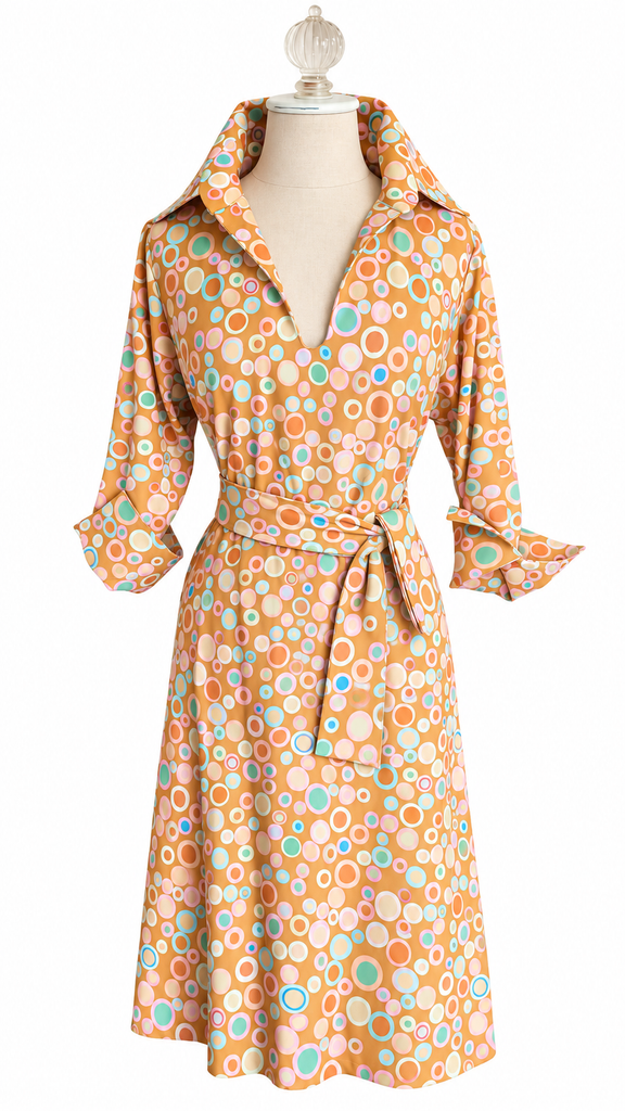 Audrey Midi Cotton Dress - Caramel Multi