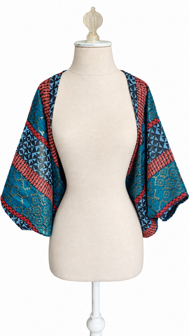Butterfly Top Italian Brocade  - Raspberry & Green