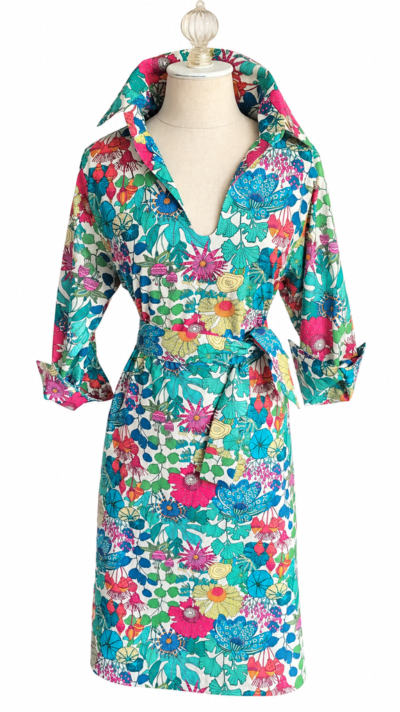 Audrey Midi Cotton Dress - Garden Floral